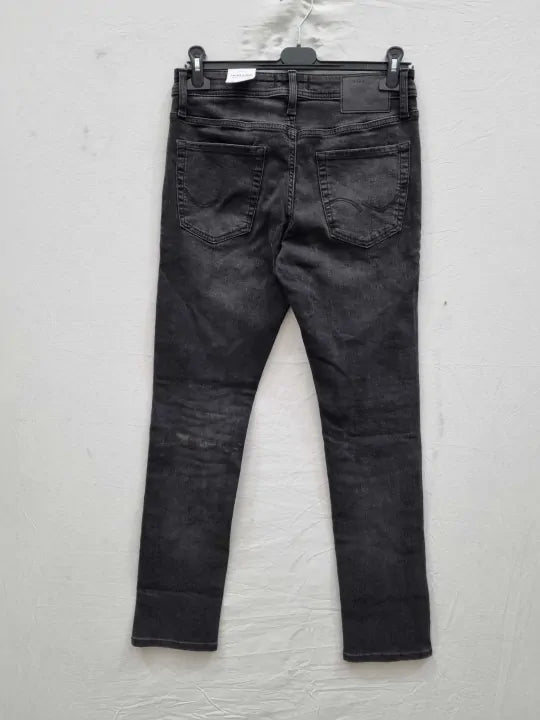 Jack & Jones - Black Denim Cotton Blend Jeans Size: 32X34