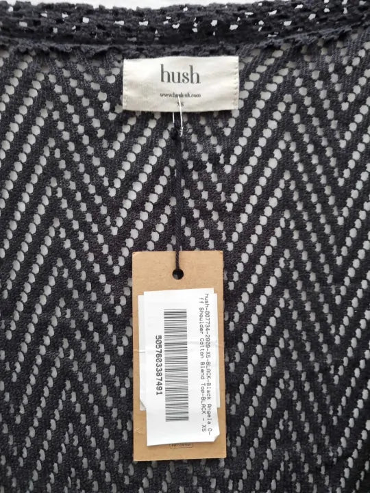 Hush - Black Angela Off Shoulder Knitted Dress Size: Xsmall
