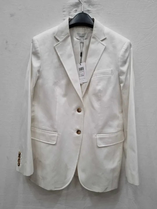 Reiss - White Harper Cotton Blazer Size: UK 14