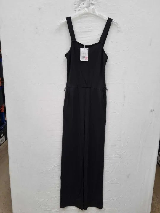& Other Stories - Black Ribbed Square-Neck Jumpsuit Size: Xs