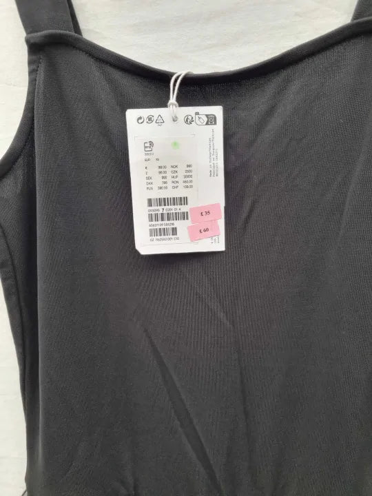 & Other Stories - Black Ribbed Square-Neck Jumpsuit Size: Xs