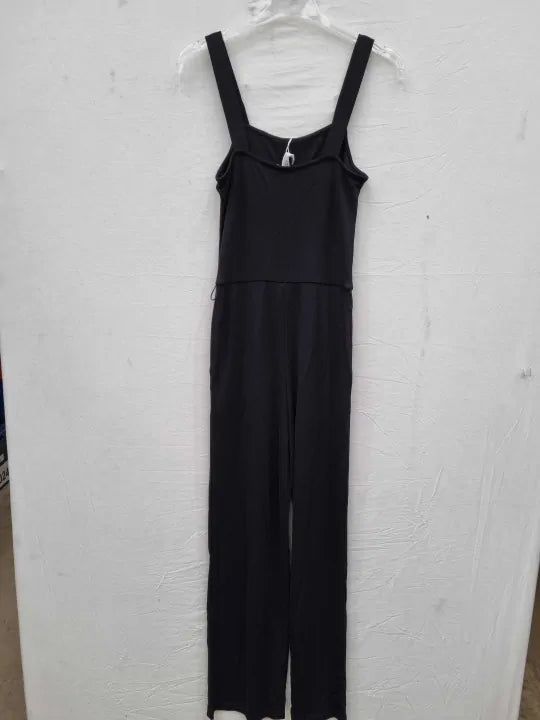 & Other Stories - Black Ribbed Square-Neck Jumpsuit Size: Xs