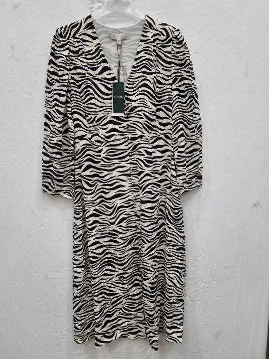 Hobbs London - Zebra Print Indria Midi Dress Size: Uk 10