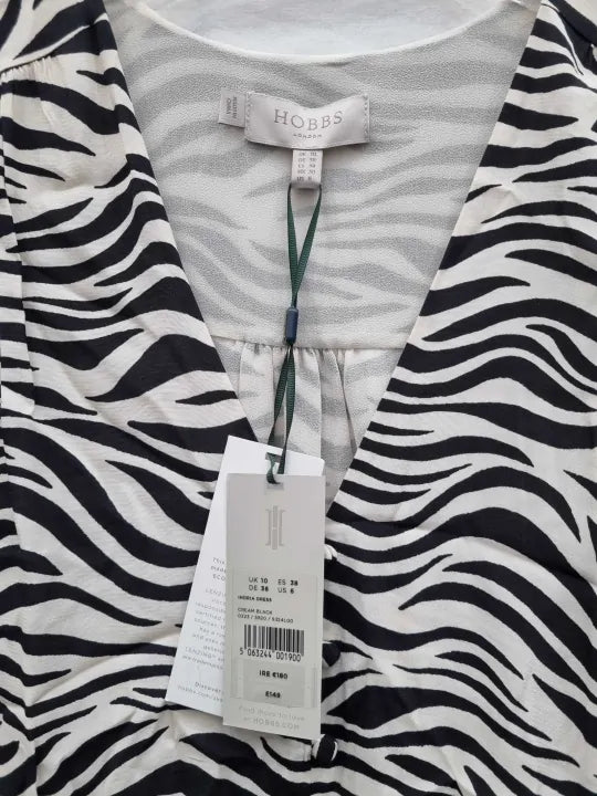 Hobbs London - Zebra Print Indria Midi Dress Size: Uk 10