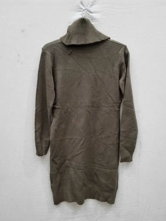 Soft Cashmere Tan Roll Neck Cashmere Blend Dress Size: S/M