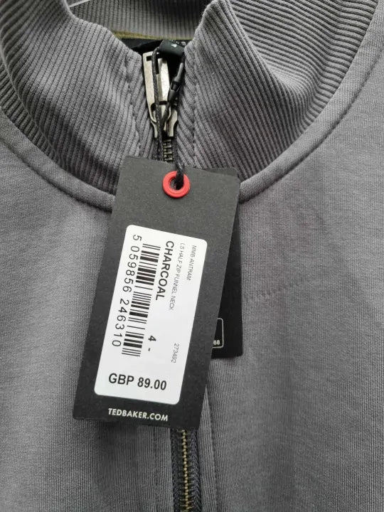 Ted Baker - Charcoal Grey Antram Quarter Zip Jumper Size: Large