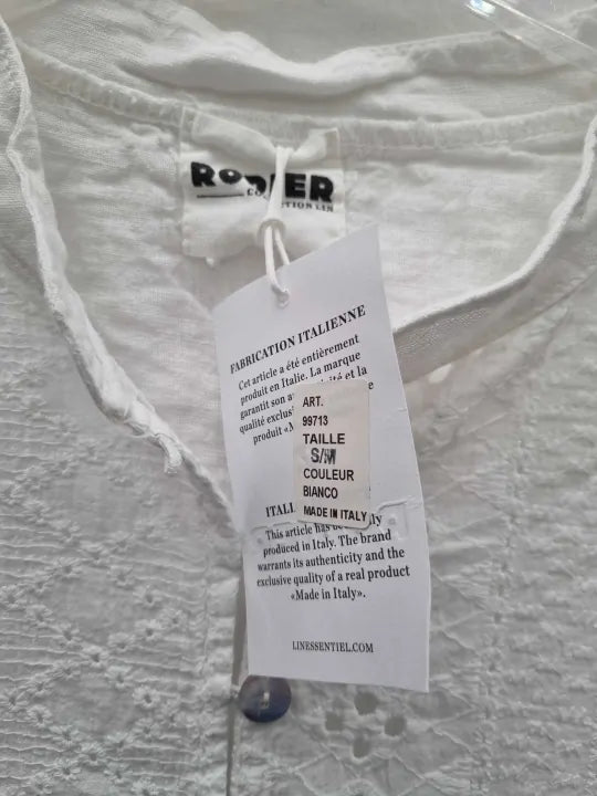 Rodier Beige Cutwork Linen Mini Dress Size: S/M