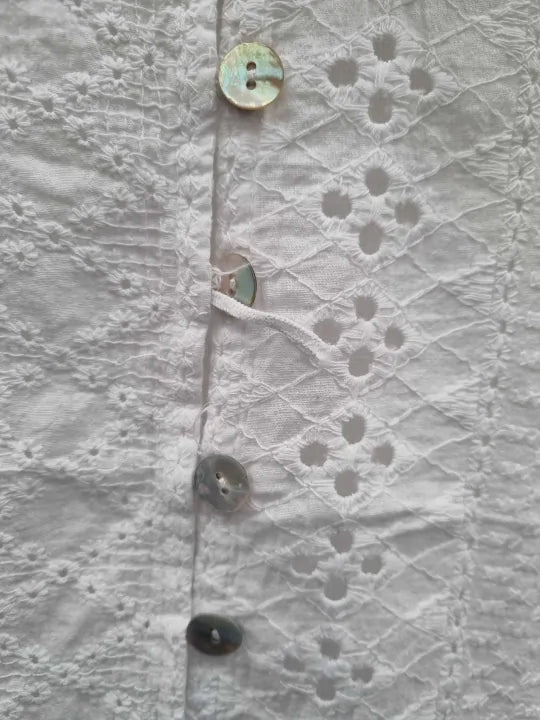 Rodier Beige Cutwork Linen Mini Dress Size: S/M