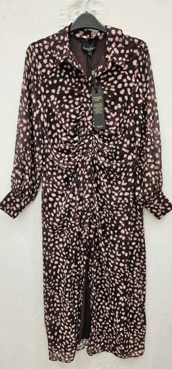 Phase Eight - Brown Libby Ruched Midi Dress - Pink Size: Uk12