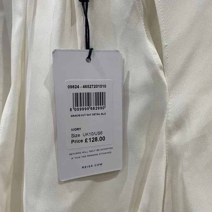 Reiss - Ivory Gracie Cut Out Detail Blouse Size: UK 10