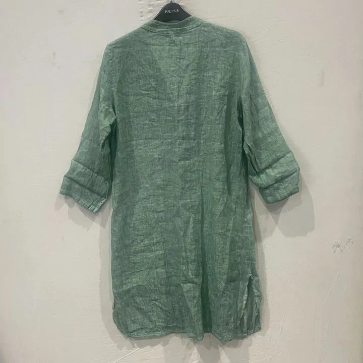 Rodier - Green Pattern Linen Mini Dress Size: M/L