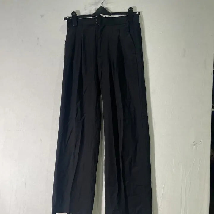 Mango - 12-Black Linen Blend Trousers Size: Uk 8
