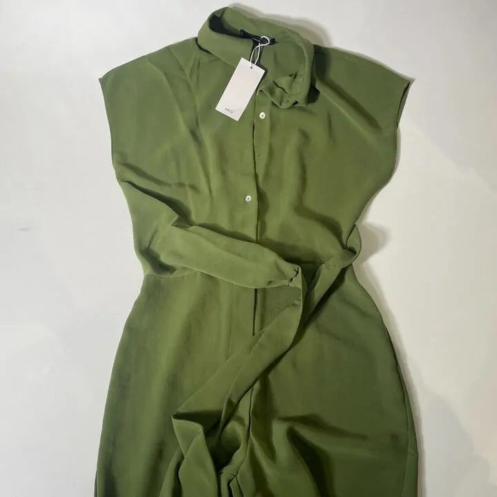 Mango - Green Bow Long Jumpsuit Size: Xs