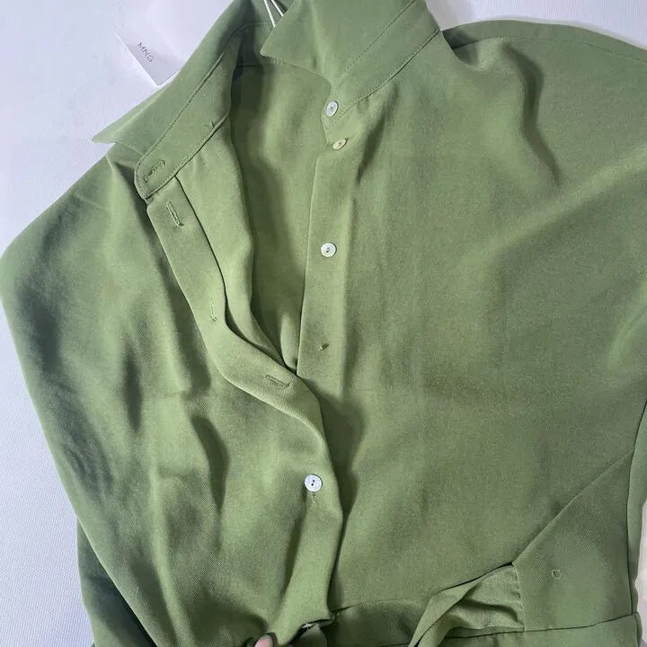 Mango - Green Bow Long Jumpsuit Size: Xs