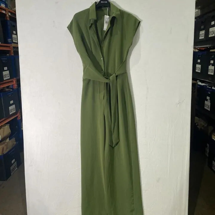 Mango - Green Bow Long Jumpsuit Size: Xs