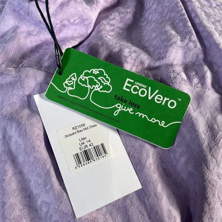 Ro & Zo - Lilac Jacquard Bias Midi Dress Size: Uk 14