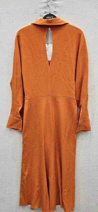 Victoria Beckham-1222Wdr003710A Burnt Orange-8-Orange-Orange Wrap Front Midi Dress-Orange Size: Uk10