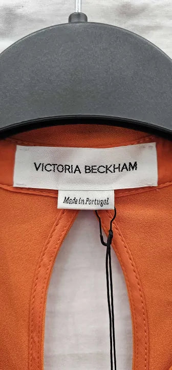 Victoria Beckham-1222Wdr003710A Burnt Orange-8-Orange-Orange Wrap Front Midi Dress-Orange Size: Uk10