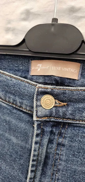 7 For All Mankind - Mid Blue Lotta Luxe Wide Leg Jeans - Blue Size: 28