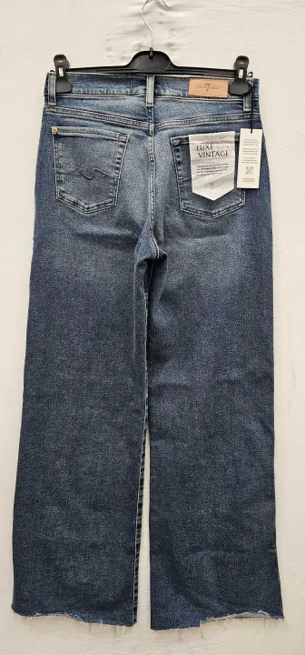 7 For All Mankind - Mid Blue Lotta Luxe Wide Leg Jeans - Blue Size: 28
