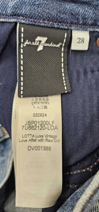 7 For All Mankind - Mid Blue Lotta Luxe Wide Leg Jeans - Blue Size: 28