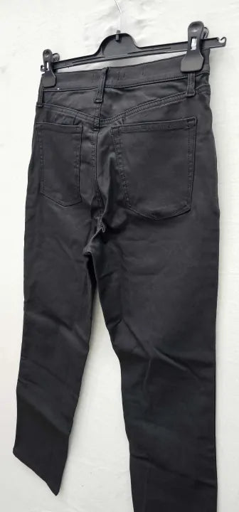 Mango Black Waxed Claudia Slim-Fit High Waist Jeans Size: Uk10