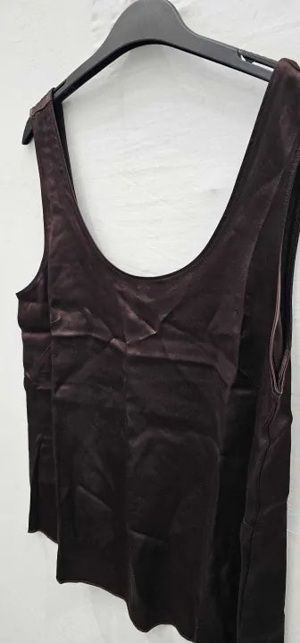 Albaray - Chocolate Satin Scoop Neck Vest - Brown Size: Uk14