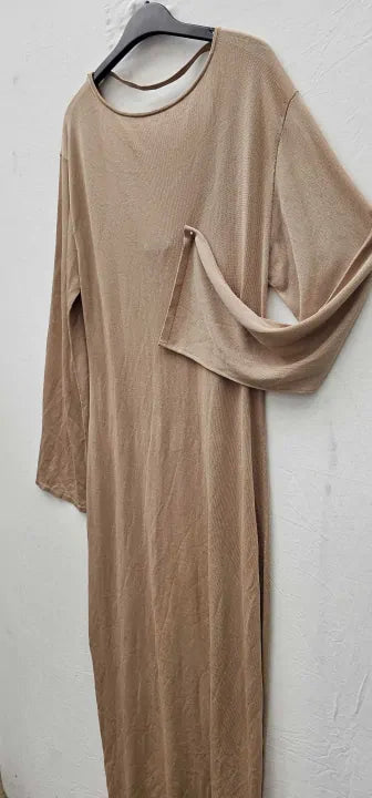 & Other Stories - Tan Boat Neck Midaxi Dress - Beige Size: S