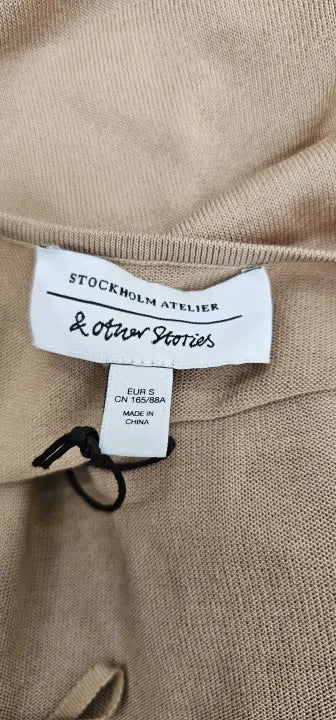 & Other Stories - Tan Boat Neck Midaxi Dress - Beige Size: S