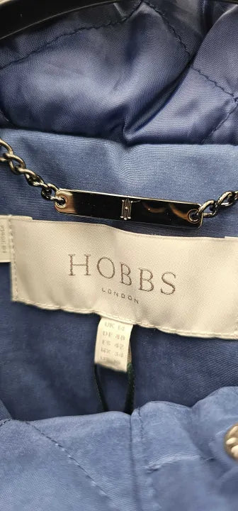 Hobbs London - Blue Kyra Cotton Blend Coat - Blue Size: Uk14