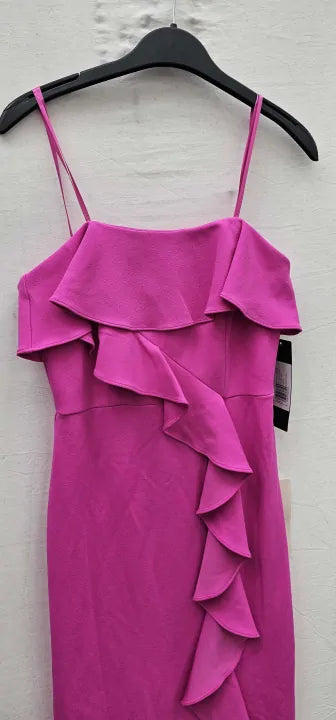 Adrianna Papell - Fuschia Stretch Crepe Column Gown - Pink Size: Uk6