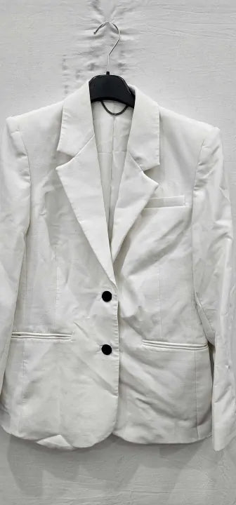 All Saints - Ecru London Single Breasted Cotton Blend Blazer - Of White Size: Uk8