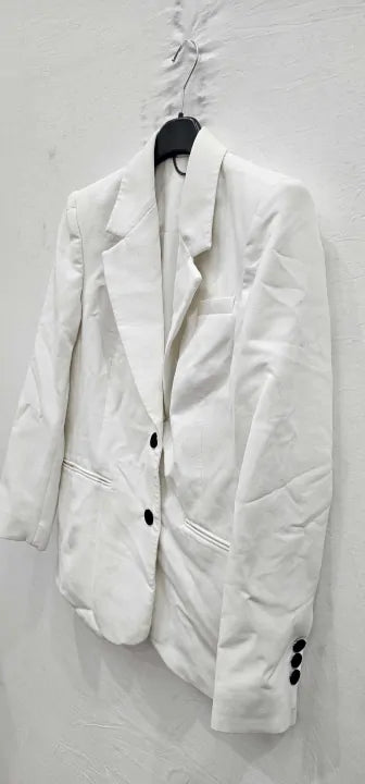 All Saints - Ecru London Single Breasted Cotton Blend Blazer - Of White Size: Uk8