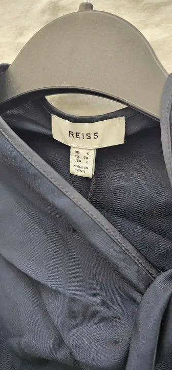 Reiss - Tie Neck Blouse In Navy Size: Uk6