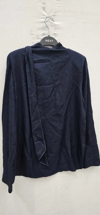 Reiss - Tie Neck Blouse In Navy Size: Uk6