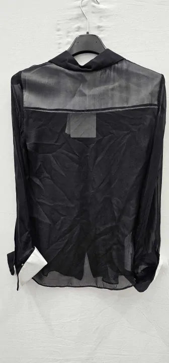Mango X Victoria Beckham - Black Sheer Silk Blend Shirt - Black Size: Xs
