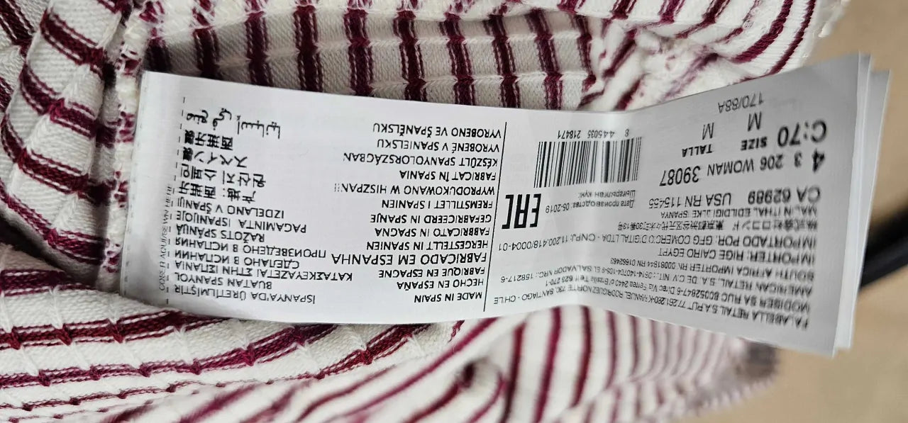 Top 206Stripe Womens , Red And Cream Size: M
