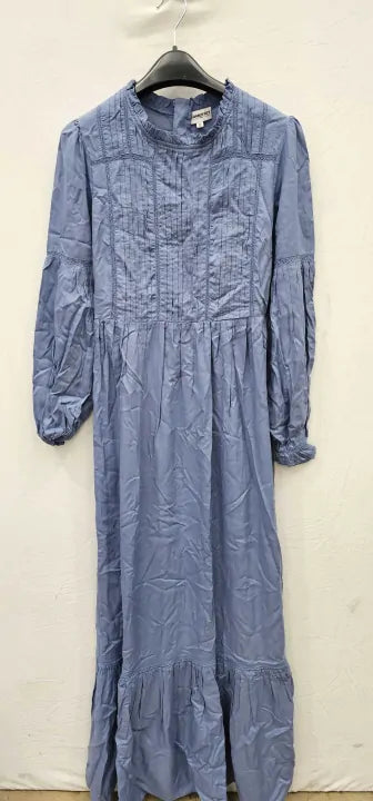 Somerset By Alice Temperley- Lace Trim Pephem Maxi Dress-Blue Size: UK8
