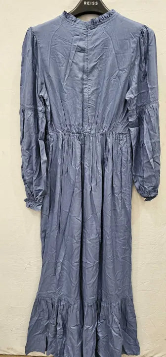 Somerset By Alice Temperley- Lace Trim Pephem Maxi Dress-Blue Size: UK8