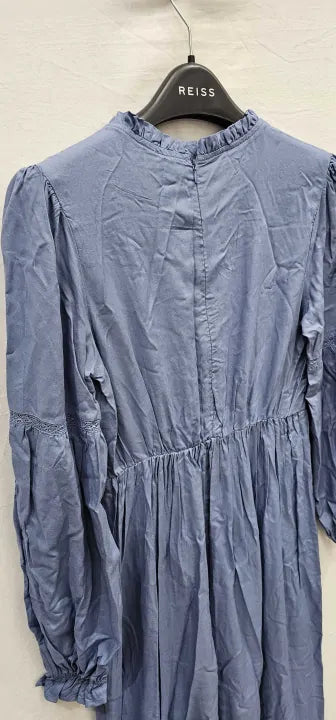 Somerset By Alice Temperley- Lace Trim Pephem Maxi Dress-Blue Size: UK8
