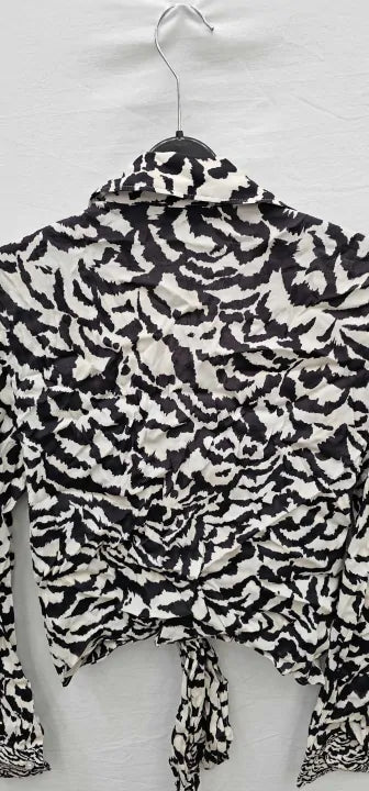 Reiss - Black Alice Animal Print Top - Black, Cream Size: Uk10