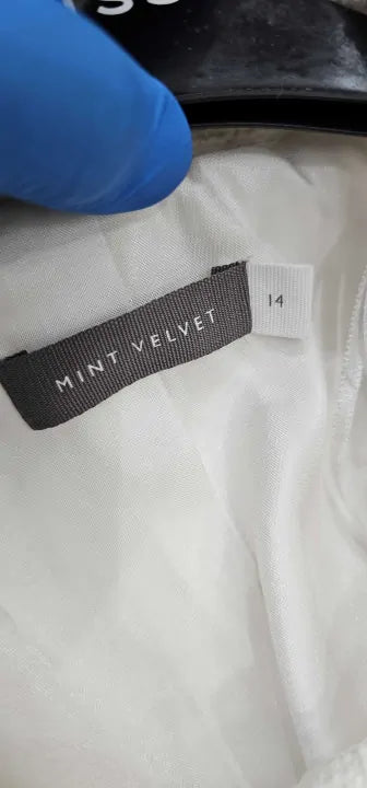 Mint Velvet-22749 Ivory-14-White-White Textured Cotton Jacket-White Size: Uk14