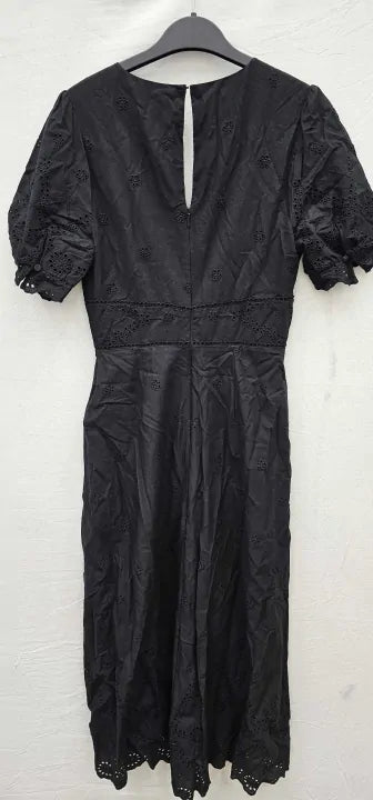 Whistles-004032465 Black-6-Black-Black Carolyn Broderie Cotton Dress-Black Size: UK 6