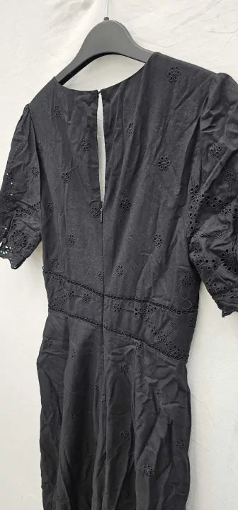 Whistles-004032465 Black-6-Black-Black Carolyn Broderie Cotton Dress-Black Size: UK 6