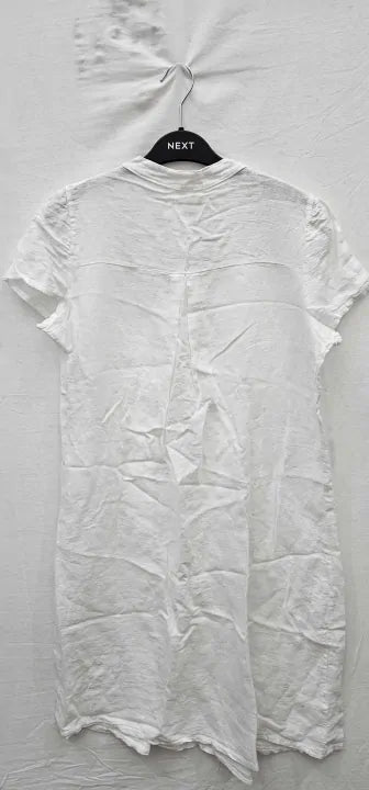 Rodier - White Button Linen Mini Dress - White Size: Xl/Xxl