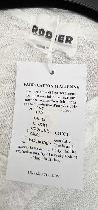 Rodier - White Button Linen Mini Dress - White Size: Xl/Xxl