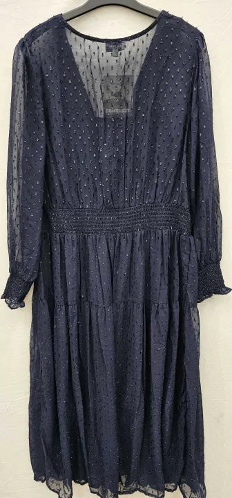 Somerset By Alice Temperley-W20436R1A-18-Blue-Navy Spot Button Front Maxi Dress-Blue Size: Uk18