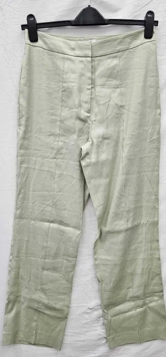 Reiss-26110253-10-Green-Sage Liana Wide Leg Trousers-Green / Mint Size: Uk10