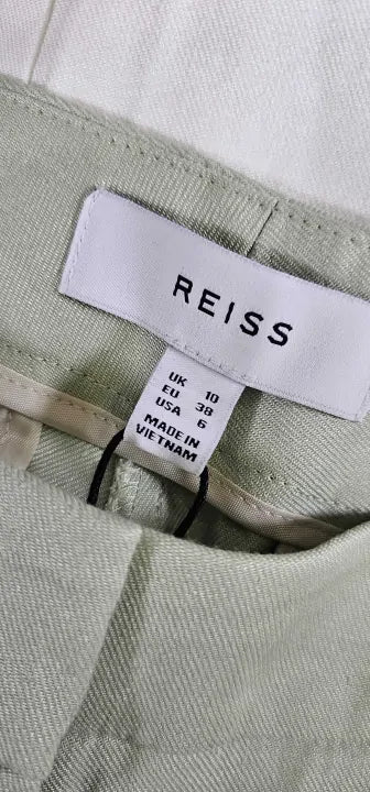 Reiss-26110253-10-Green-Sage Liana Wide Leg Trousers-Green / Mint Size: Uk10