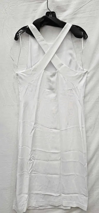 Theory - White Cross Back Midi Dress - White Size: Uk8